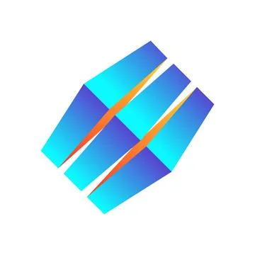 A cube in a perspective image, consisting of three elements 스톡 일러스트