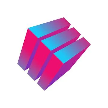 A cube in a perspective image, consisting of three elements Stock Illustration