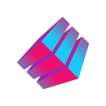 A cube in a perspective image, consisting of three elements 스톡 일러스트