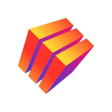 A cube in a perspective image, consisting of three elements Stock Illustration