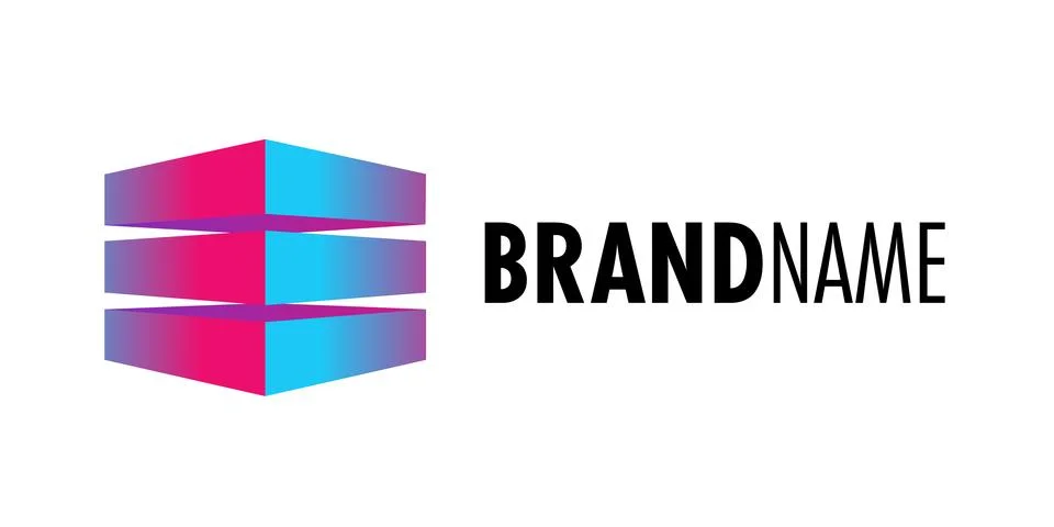 A cube in a perspective image, consisting of three elements with an interval Stock Illustration