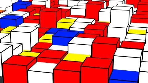 Cube Piet Mondrian 3d Render Illustrazione stock
