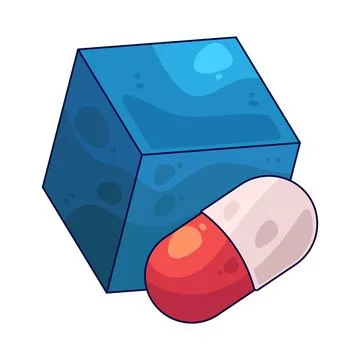 Cube with pill capsule illustration Stock Illustration