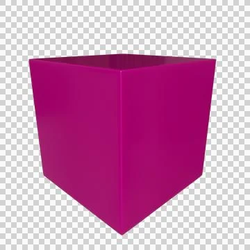 Cube pink in perspective isolated on transparent background PNG Stock Illustration