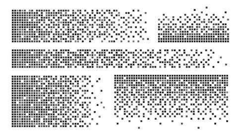 Cube pixel pattern set with black dispersal effect イラスト素材