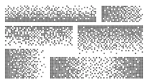 Cube pixel pattern set with black dispersal effect 스톡 일러스트