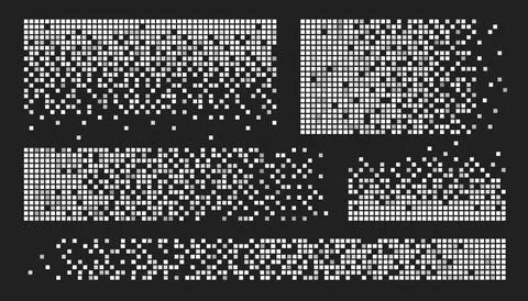 Cube pixel pattern set with white dispersal effect Illustrazione stock