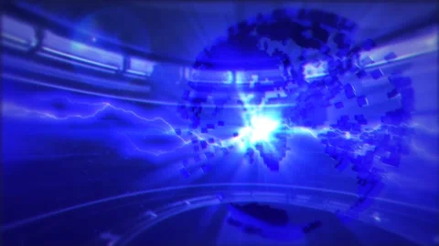 Cube Planet Weather Thunder Stock Footage 242008194