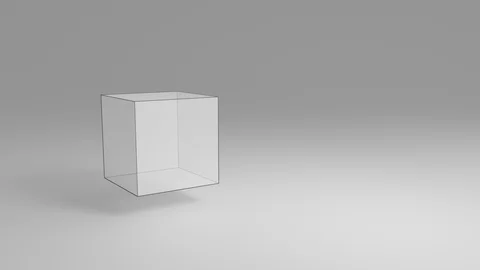 Cube, Platonic solid, transparent white on grey background, 4k 30fps Stock Footage 87190688