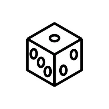 Cube playing icon vector outline illustration Stock Illustration