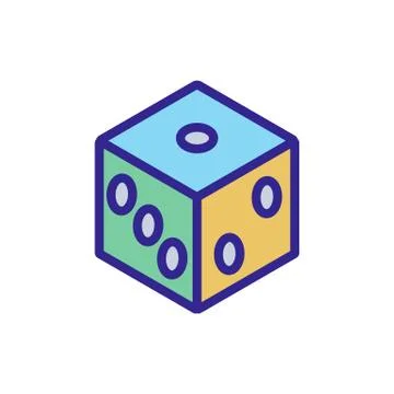 Cube playing icon vector outline illustration Stock Illustration