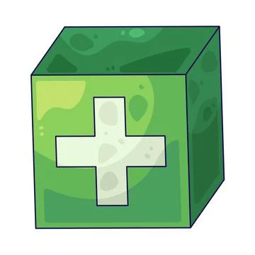 Cube with plus sign illustration Stock Illustration