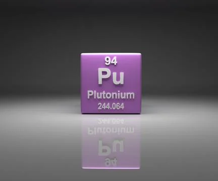 Cube with Plutonium number 94 periodic table, 3d rendering Stock Illustration