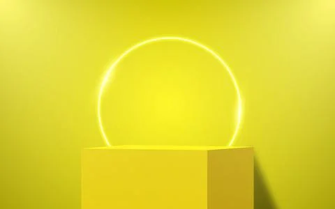 A cube podium backdrop with a clean, blank wall. A minimalist studio floor .. Stock Illustration