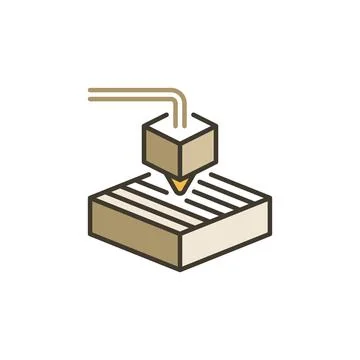 Cube Printing vector 3D printer concept colored icon or sign Stockillustratie