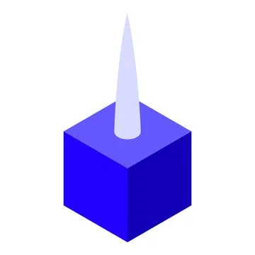 Cube push pin icon isometric vector. Color clip blue Illustrazione stock
