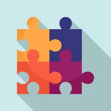 Cube puzzle icon, flat style Stock Illustration