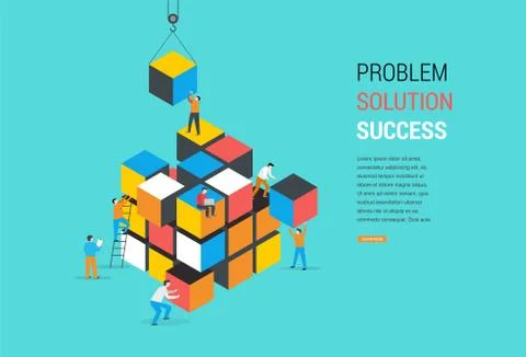Cube Puzzle Solution Solving Problem Concept banner Stock Illustration