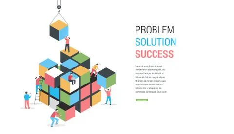 Cube Puzzle Solution Solving Problem Concept banner Stock Illustration