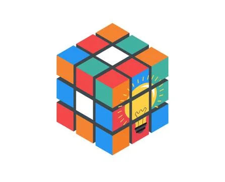 Cube Puzzle Solution Solving Problem Concept banner Stock Illustration