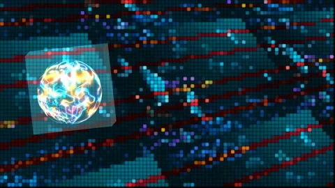 Cube Quantum computer data futuristic technology digital colorful spot light Stock Footage 153312805