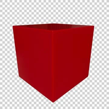 Cube red in perspective isolated on transparent background PNG Illustrazione stock