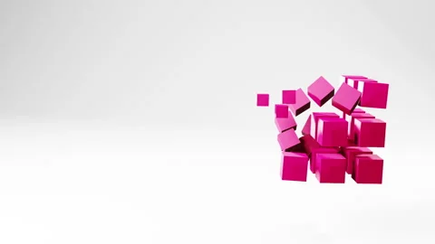 Cube red shape construction in light space, abstract animation motion graphics Stock Footage 264215062