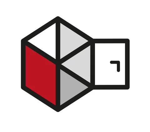 Cube with red wall and wide open door Stock Illustration