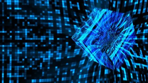 Cube reflection abstract dark cave waveform visualization wave technology dig Illustrazione stock