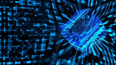 Cube reflection abstract dark cave waveform visualization wave technology dig Illustrazione stock