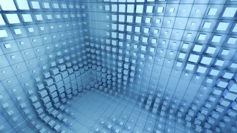 Cube Room Wall Tile Grid Abstract graphical background noise B Vídeos de archivo 171092707