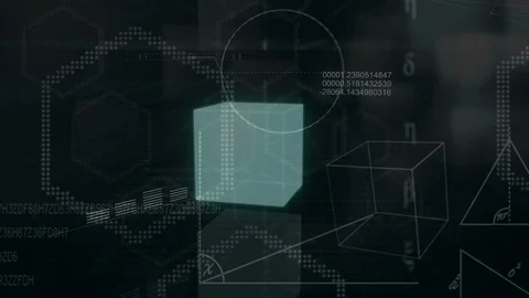 Cube rotating and binary code Stock Footage 104935192