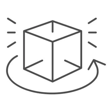 Cube rotation thin line icon. Cube 360 degrees rotate vector illustration 스톡 일러스트
