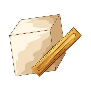 Cube with ruler illustration Stock Illustration