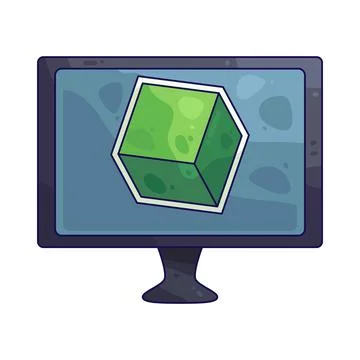 Cube with screen illustration Stock Illustration