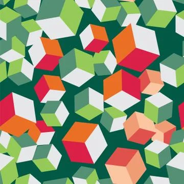 Cube seamless pattern block volume vector Illustrazione stock