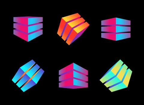A cube set  in a perspective image, consisting of three elements Stock Illustration