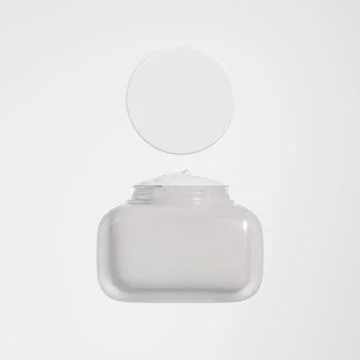 Cube shape cream jar with white flat lid mockup, skincare packaging Stock Illustration
