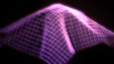Cube shape grid of purple geometric squares in 3d space concept Stock Illustration