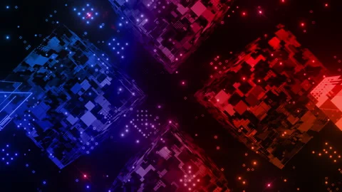 The Cube shape with lighting technology digital abstract background concept. Stock Footage 160883766