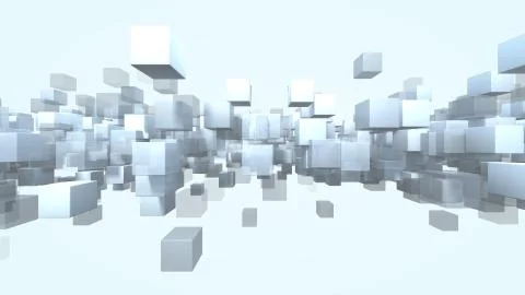 Cube shape particles transparent. 3D rendering Stock Illustration