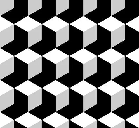 Cube shape seamless vector pattern. Abstract geometrical background with Illustrazione stock