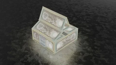 A cube-shaped house constructed from Nepal 10 Rupees banknotes Stock Photos