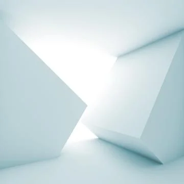 Cube shaped installation. Blue toned square 3d Stock Illustration