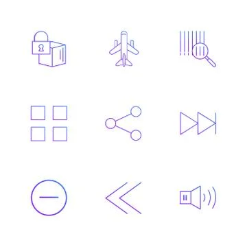 Cube , share , blocks , speaker, user interface icons , arrows , navigation , Stock Illustration