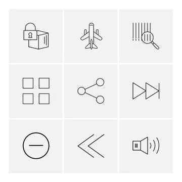 Cube , share , blocks , speaker, user interface icons , arrows , navigation , Stock Illustration