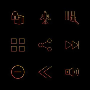 Cube , share , blocks , speaker, user interface icons , arrows , navigation , Stock Illustration