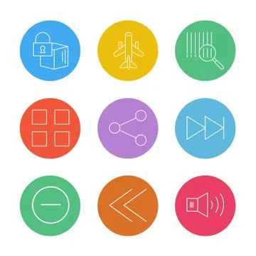 Cube , share , blocks , speaker, user interface icons , arrows , navigation , 스톡 일러스트