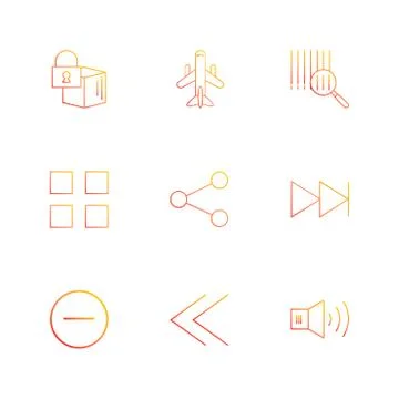 Cube , share , blocks , speaker, user interface icons , arrows , navigation , Illustration