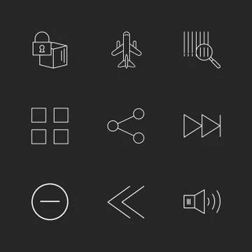 Cube , share , blocks , speaker, user interface icons , arrows , navigation , Stock Illustration